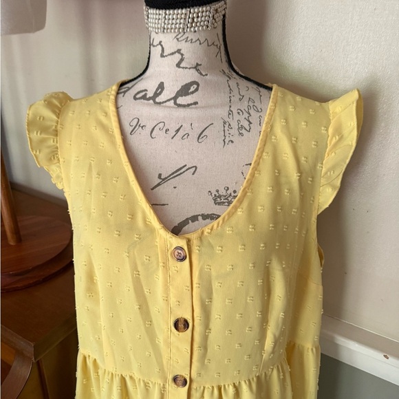 SHEIN LUNE Plus Button Front Ruffle Trim Ruffle Hem Dress - Picture 3 of 6